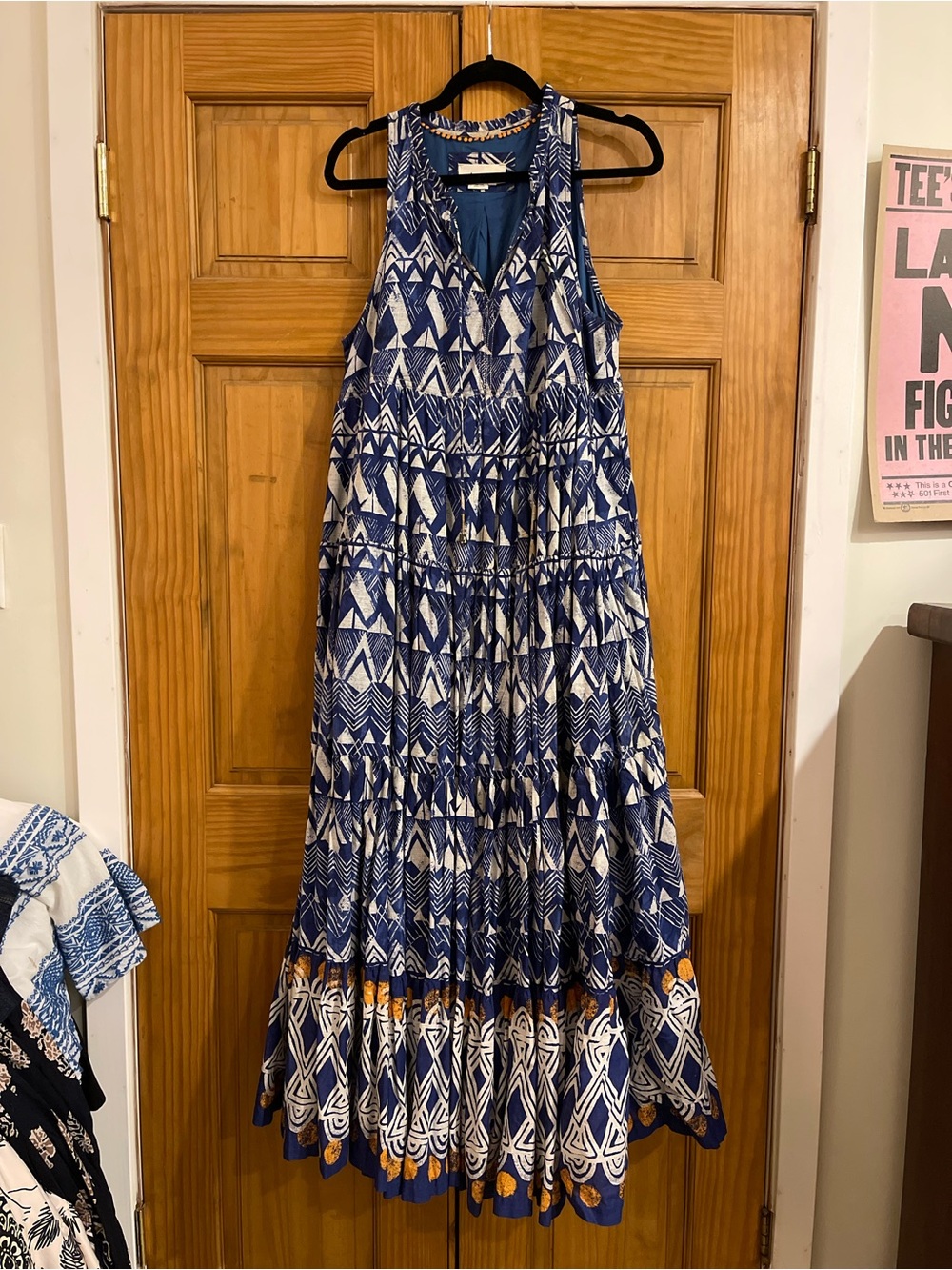 Anthropologie Blue and White Cotton Maxi